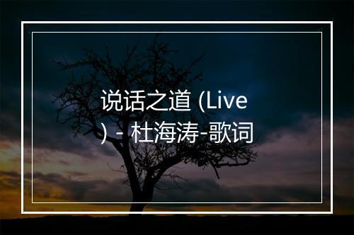 说话之道 (Live) - 杜海涛-歌词