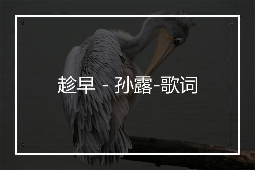 趁早 - 孙露-歌词