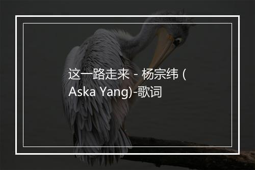 这一路走来 - 杨宗纬 (Aska Yang)-歌词