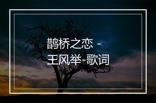 鹊桥之恋 - 王风举-歌词