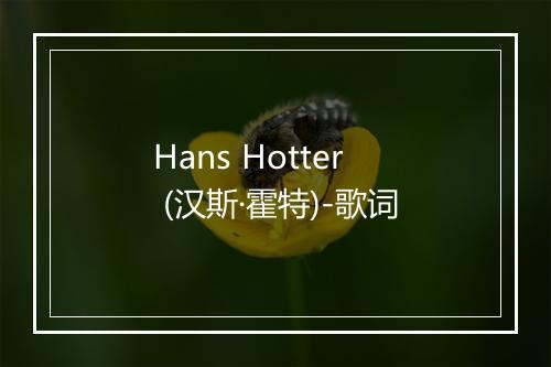 Hans Hotter (汉斯·霍特)-歌词