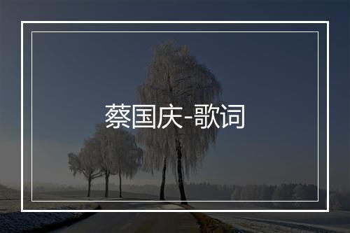 蔡国庆-歌词