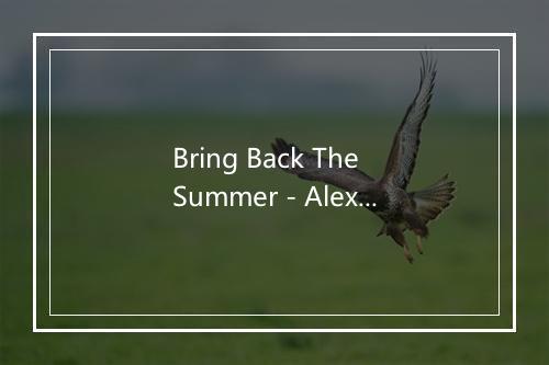 Bring Back The Summer - Alex Schulz-歌词