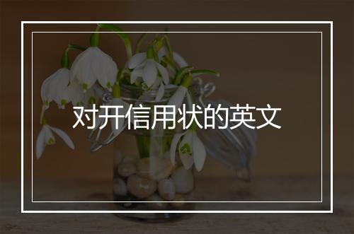 对开信用状的英文