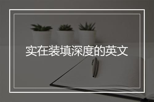 实在装填深度的英文