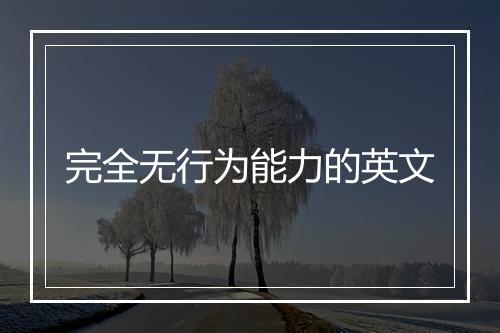 完全无行为能力的英文