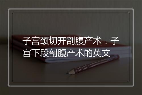 子宫颈切开剖腹产术．子宫下段剖腹产术的英文