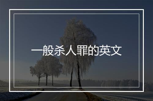 一般杀人罪的英文