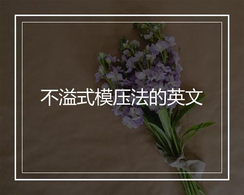 不溢式模压法的英文