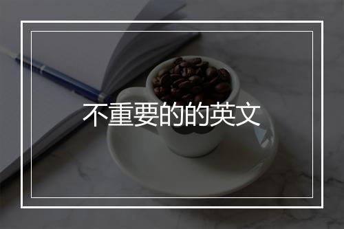 不重要的的英文