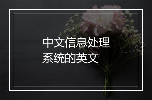 中文信息处理系统的英文