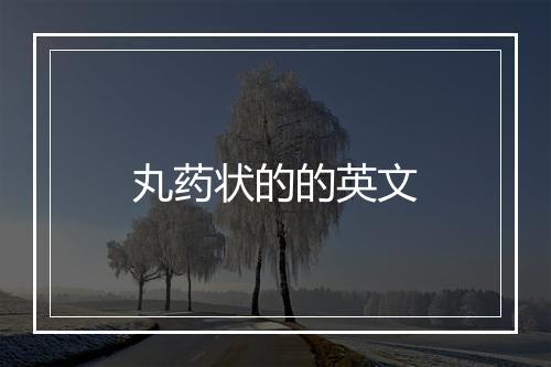 丸药状的的英文