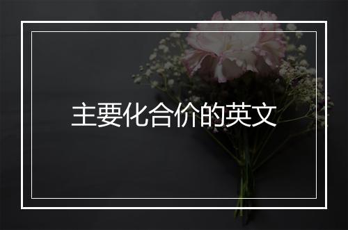 主要化合价的英文