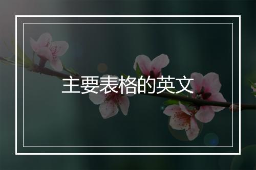 主要表格的英文