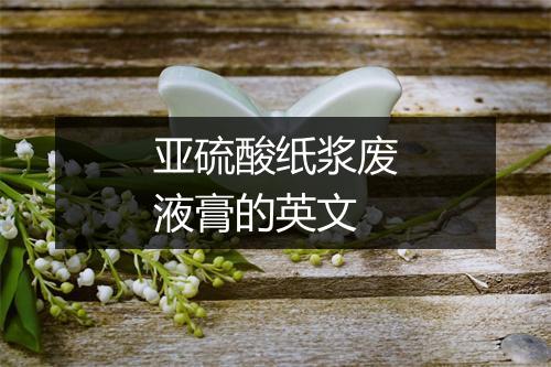 亚硫酸纸浆废液膏的英文