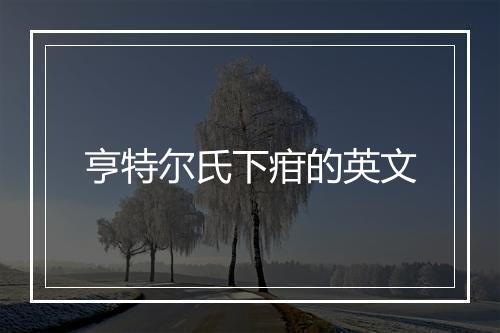 亨特尔氏下疳的英文