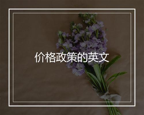 价格政策的英文