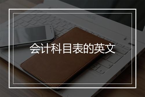 会计科目表的英文