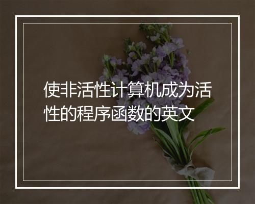 使非活性计算机成为活性的程序函数的英文