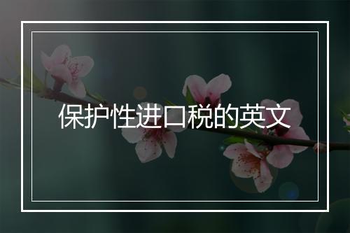 保护性进口税的英文