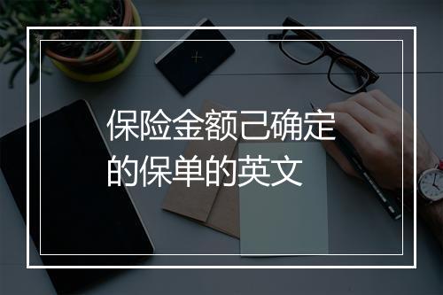 保险金额己确定的保单的英文