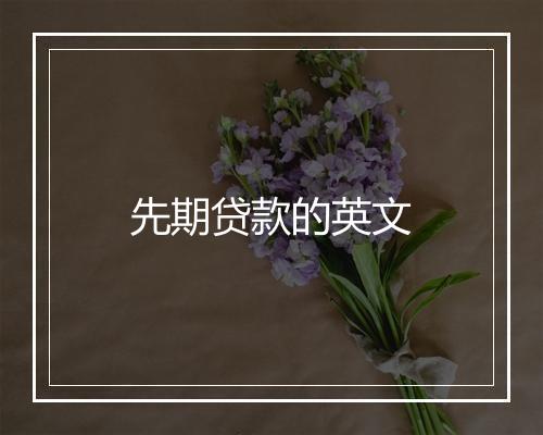 先期贷款的英文