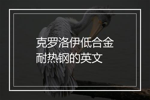 克罗洛伊低合金耐热钢的英文