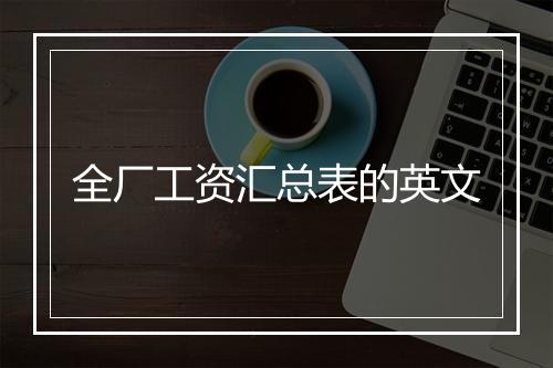 全厂工资汇总表的英文