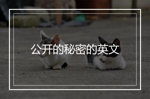 公开的秘密的英文