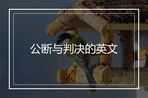 公断与判决的英文