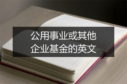 公用事业或其他企业基金的英文