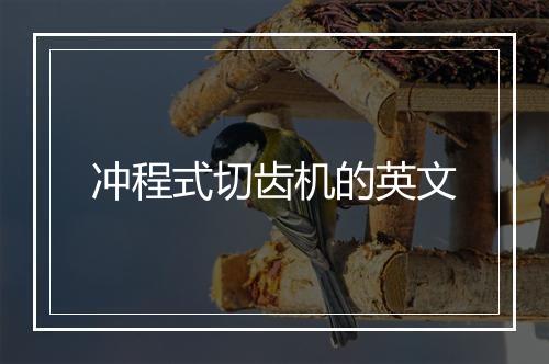 冲程式切齿机的英文