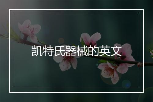 凯特氏器械的英文