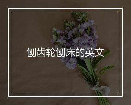 刨齿轮刨床的英文