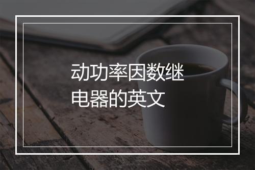 动功率因数继电器的英文