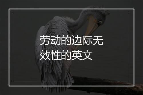 劳动的边际无效性的英文