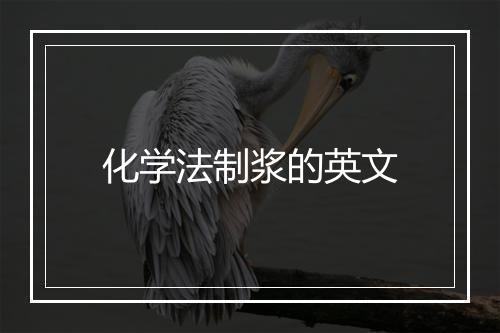 化学法制浆的英文