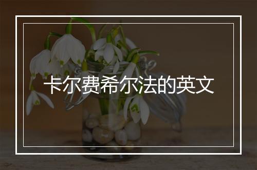 卡尔费希尔法的英文