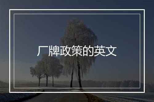 厂牌政策的英文