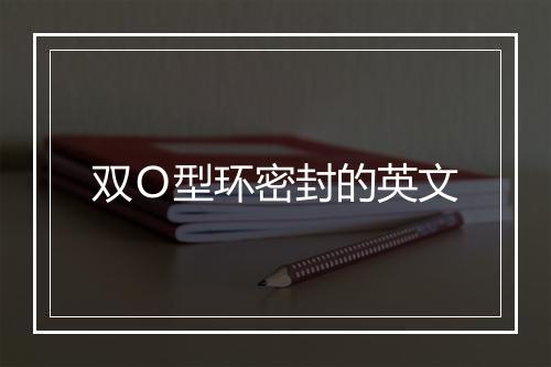 双Ｏ型环密封的英文