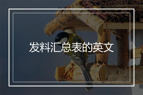 发料汇总表的英文