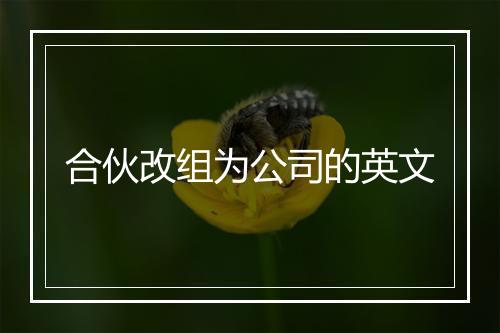 合伙改组为公司的英文