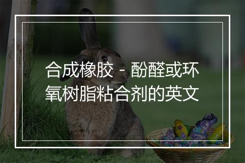 合成橡胶－酚醛或环氧树脂粘合剂的英文