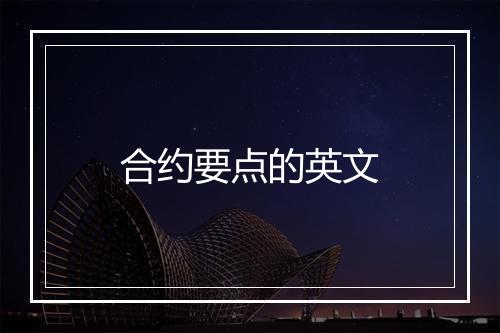 合约要点的英文