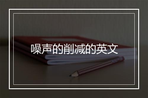 噪声的削减的英文