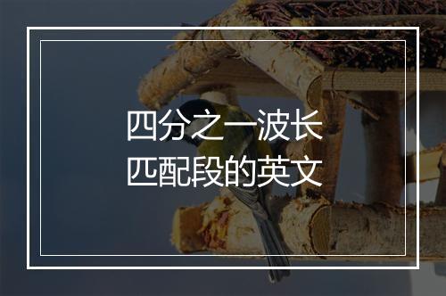 四分之一波长匹配段的英文