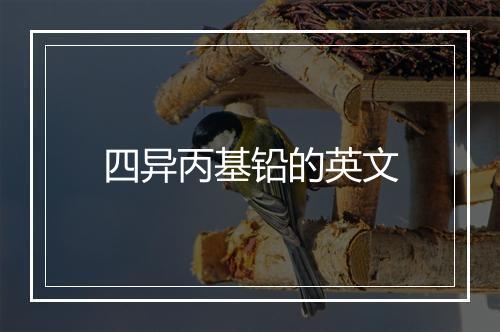 四异丙基铅的英文