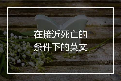 在接近死亡的条件下的英文