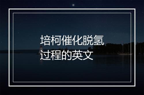 培柯催化脱氢过程的英文