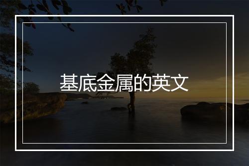 基底金属的英文